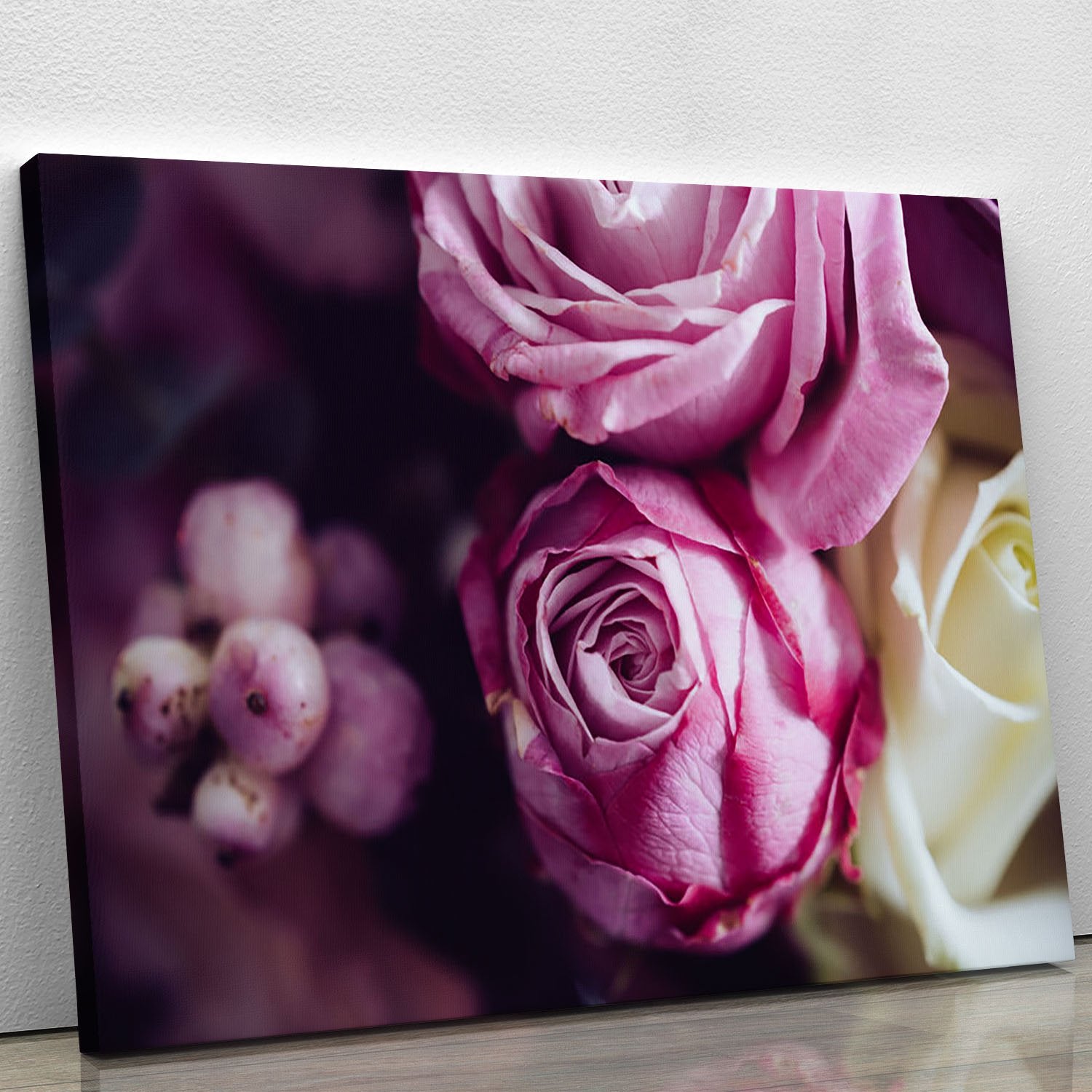 Elegant bouquet of pink and white roses Canvas Print or Poster