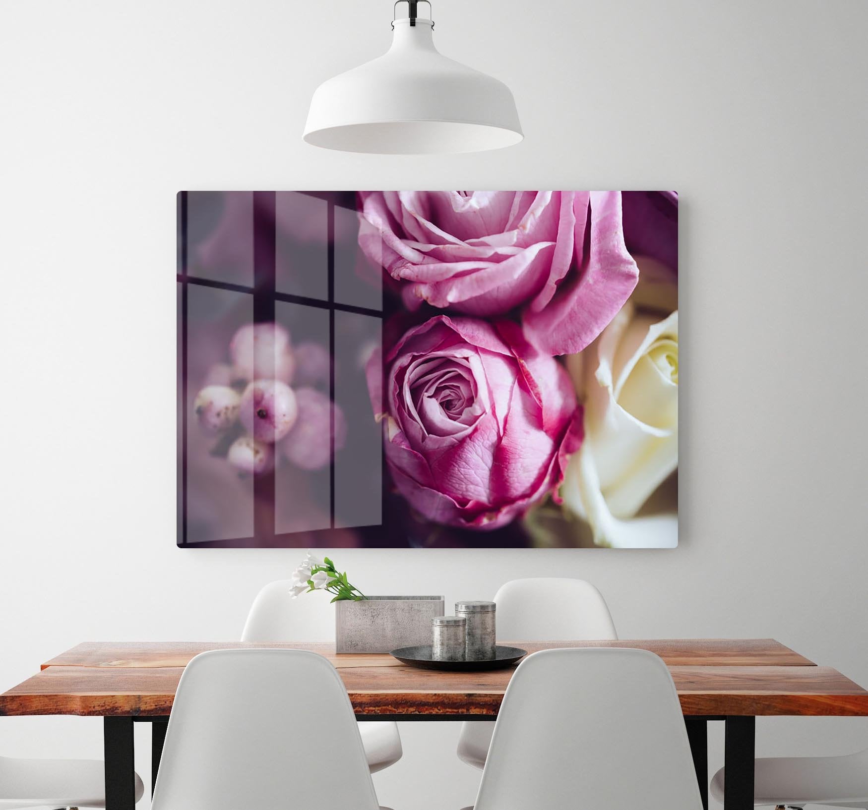 Elegant bouquet of pink and white roses HD Metal Print