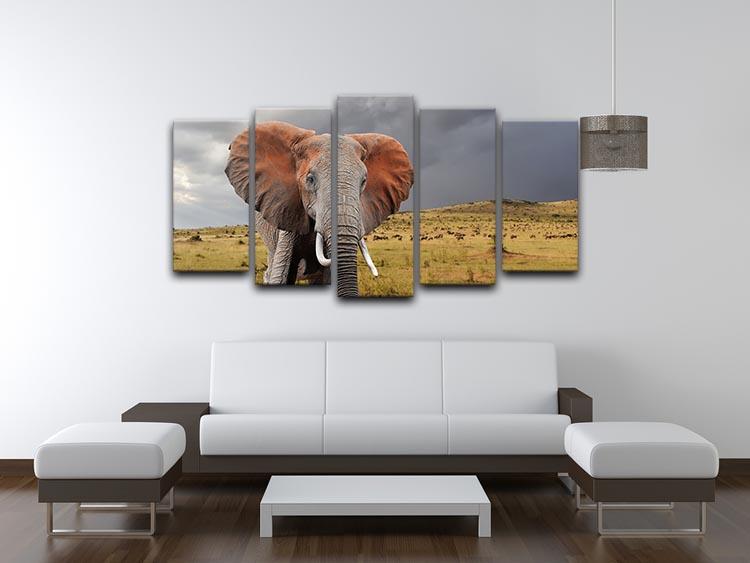 Elephant in National park of Kenya 5 Split Panel Canvas - Canvas Art Rocks - 3