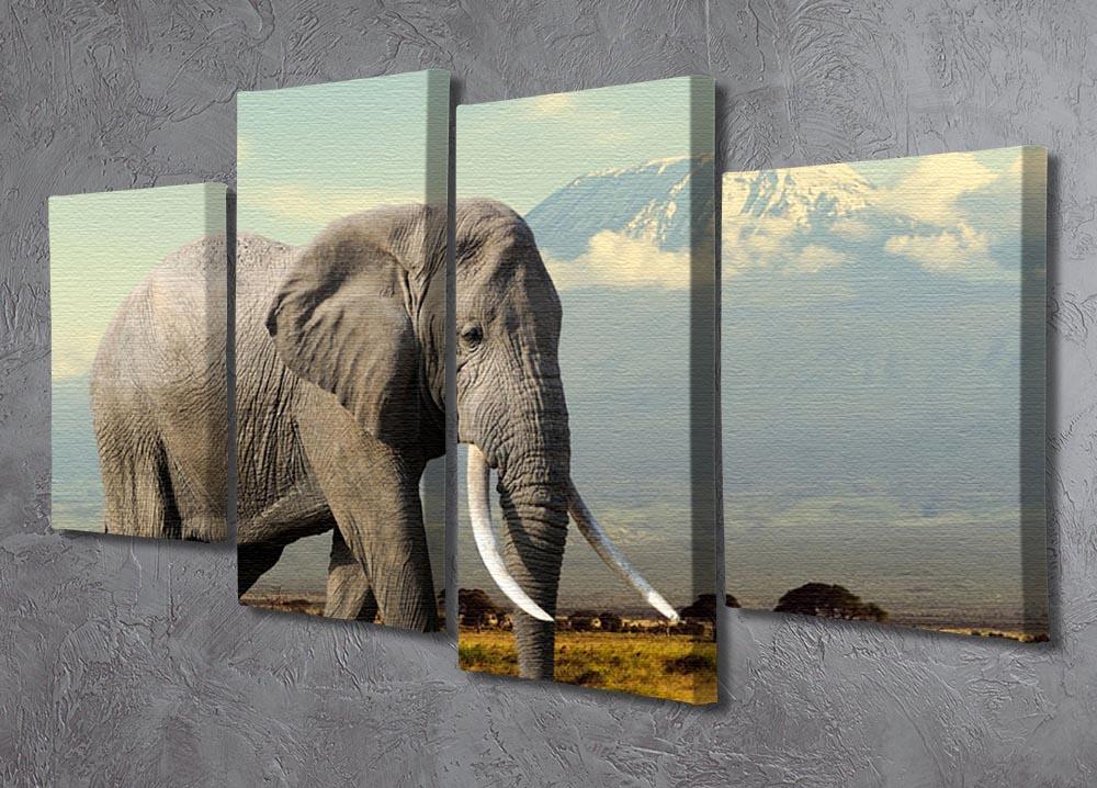 Elephant on Kilimajaro mount 4 Split Panel Canvas - Canvas Art Rocks - 2
