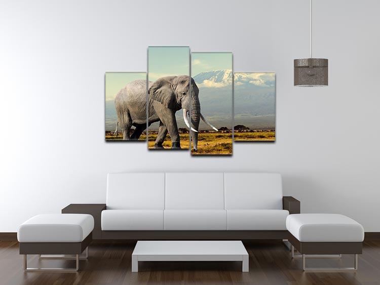 Elephant on Kilimajaro mount 4 Split Panel Canvas - Canvas Art Rocks - 3