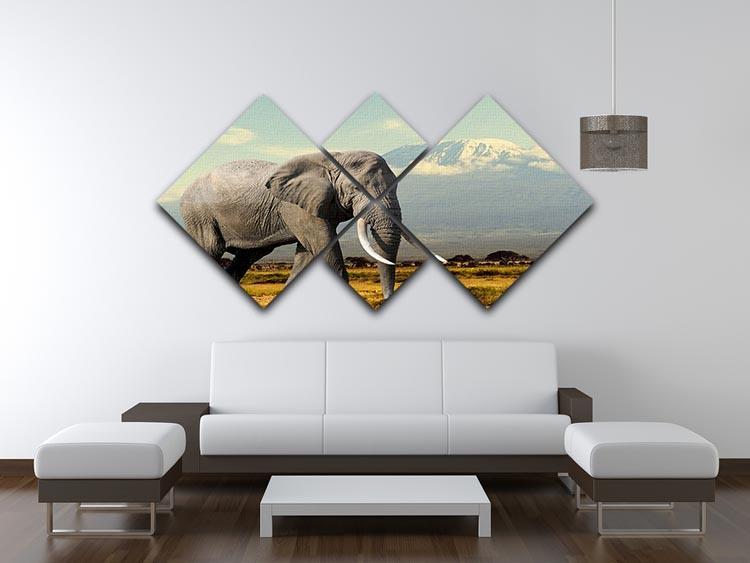 Elephant on Kilimajaro mount 4 Square Multi Panel Canvas - Canvas Art Rocks - 3
