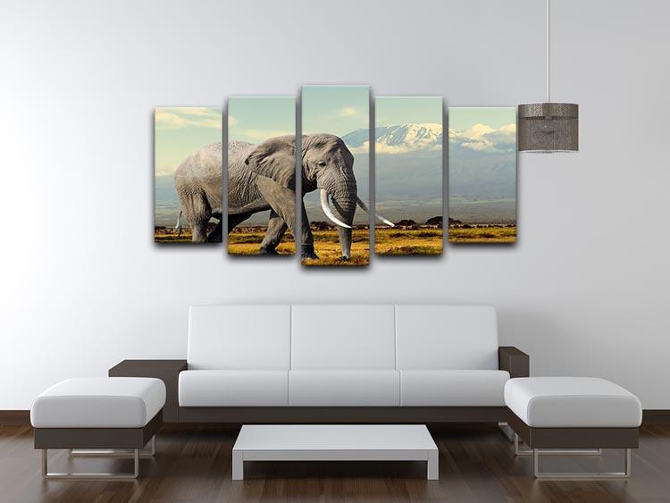 Elephant on Kilimajaro mount 5 Split Panel Canvas - Canvas Art Rocks - 3