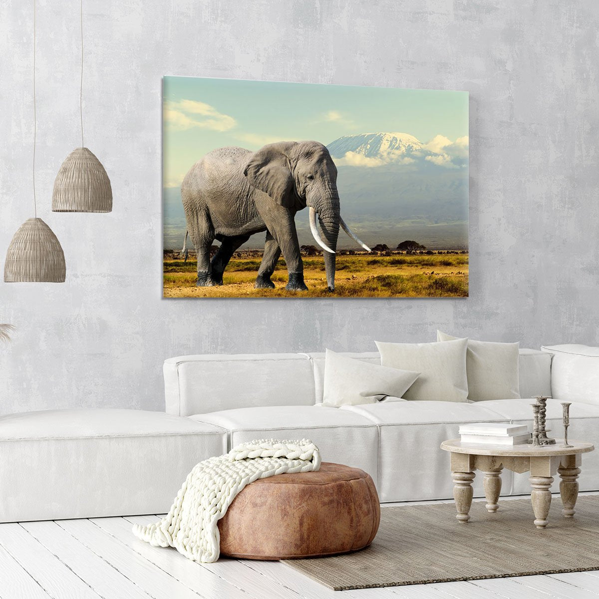 Elephant on Kilimajaro mount Canvas Print or Poster