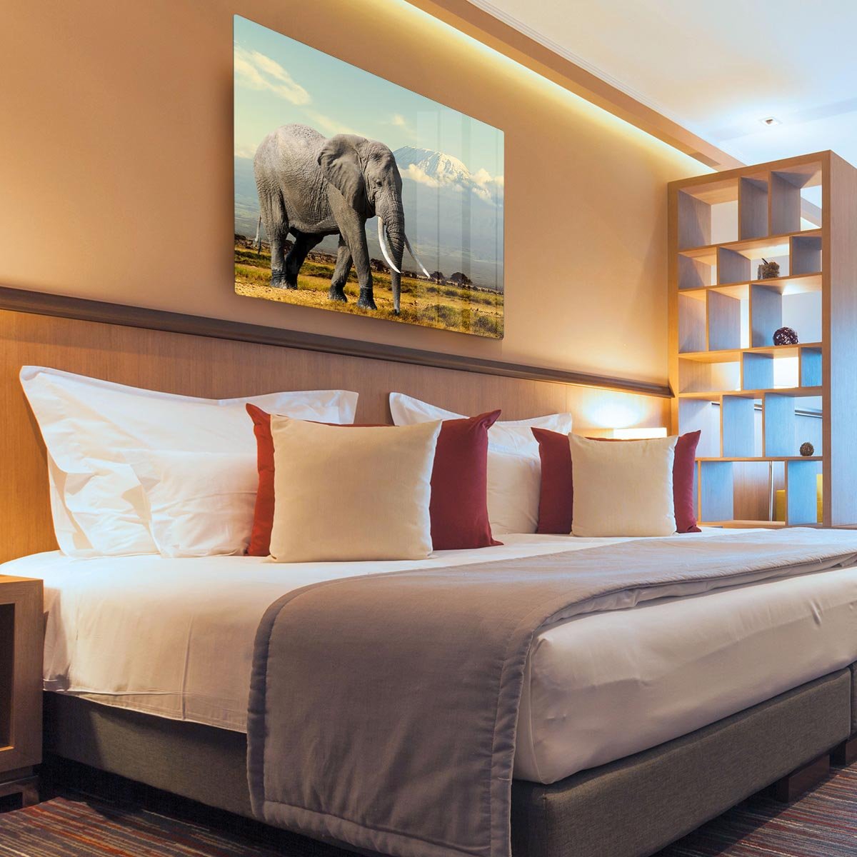 Elephant on Kilimajaro mount HD Metal Print - Canvas Art Rocks - 3