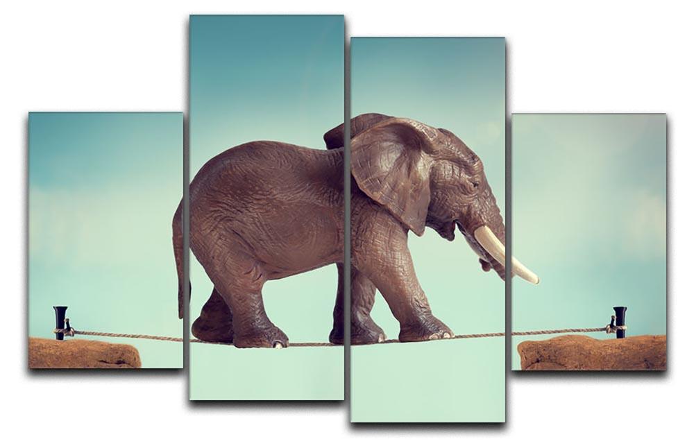 Elephant on a tightrope 4 Split Panel Canvas - Canvas Art Rocks - 1