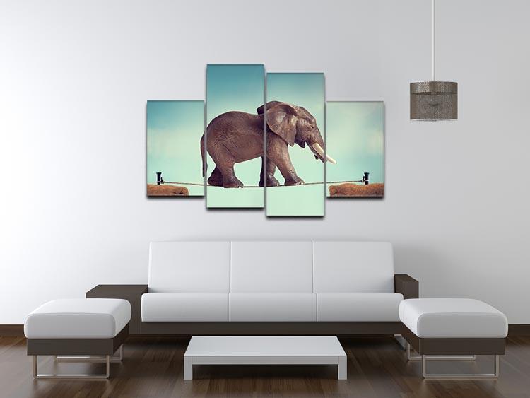 Elephant on a tightrope 4 Split Panel Canvas - Canvas Art Rocks - 3