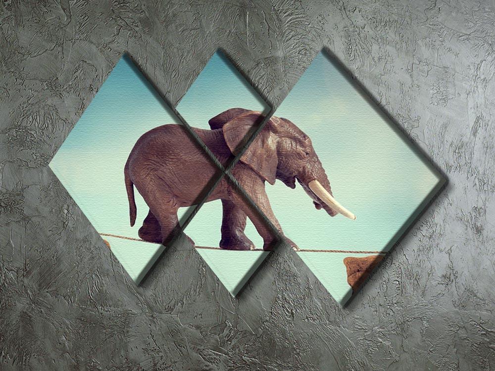 Elephant on a tightrope 4 Square Multi Panel Canvas - Canvas Art Rocks - 2