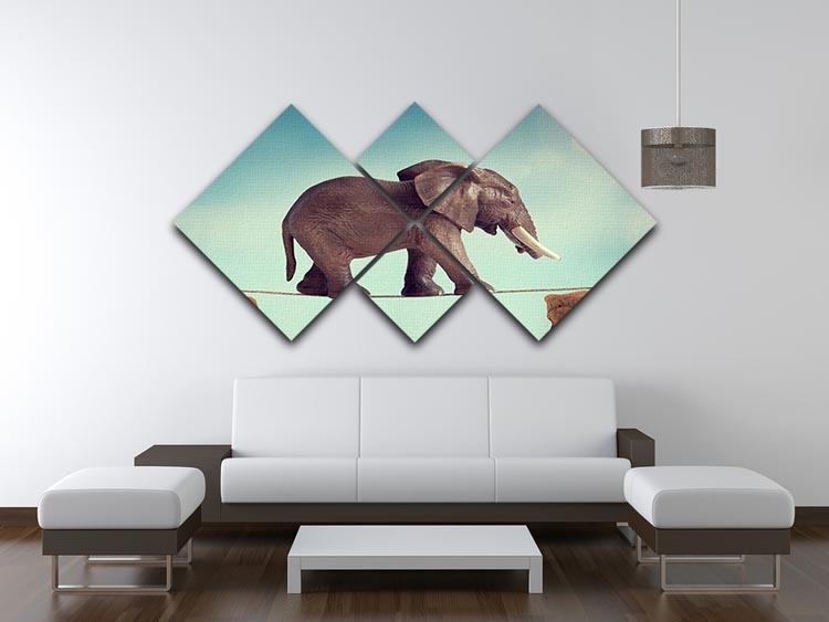 Elephant on a tightrope 4 Square Multi Panel Canvas - Canvas Art Rocks - 3