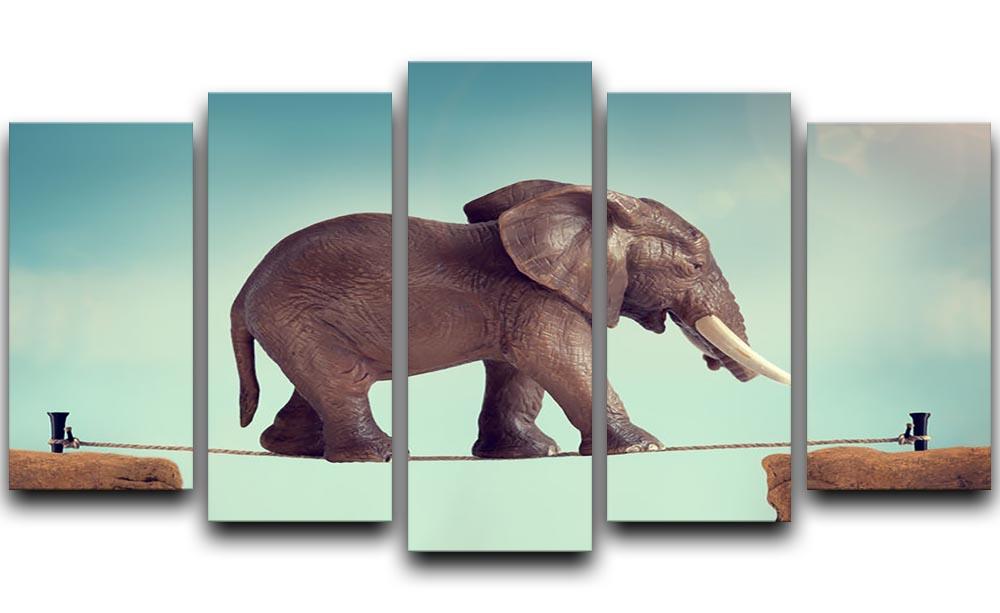 Elephant on a tightrope 5 Split Panel Canvas - Canvas Art Rocks - 1