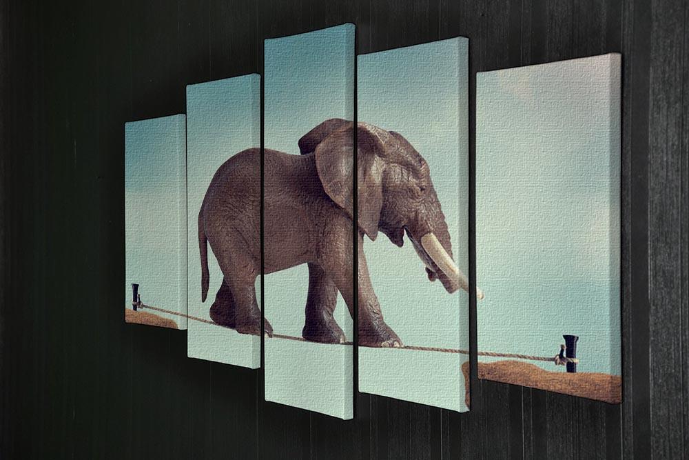 Elephant on a tightrope 5 Split Panel Canvas - Canvas Art Rocks - 2