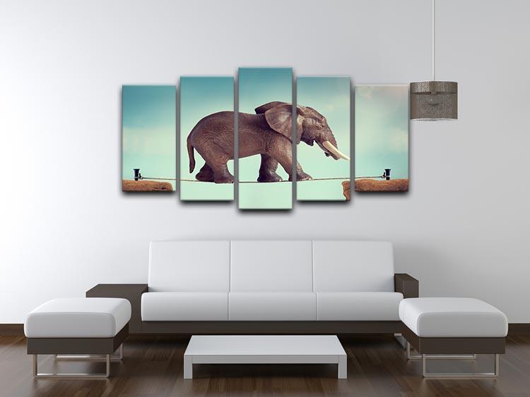 Elephant on a tightrope 5 Split Panel Canvas - Canvas Art Rocks - 3