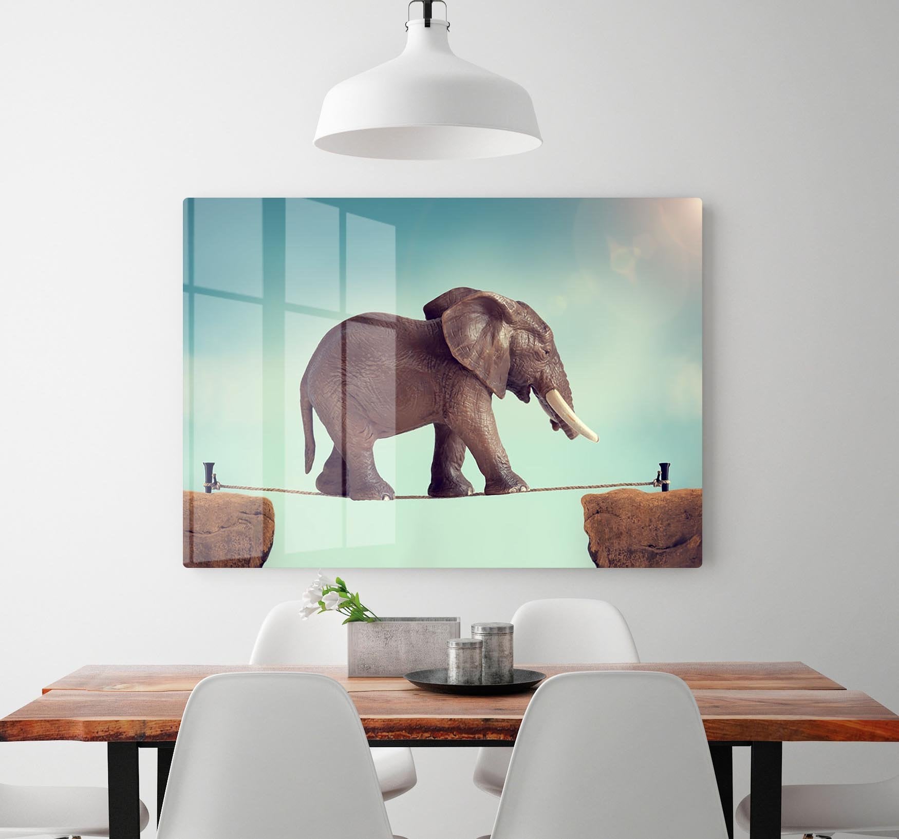 Elephant on a tightrope HD Metal Print - Canvas Art Rocks - 2