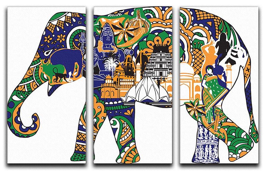 Elephant with Indian symbols 3 Split Panel Canvas Print - Canvas Art Rocks - 1