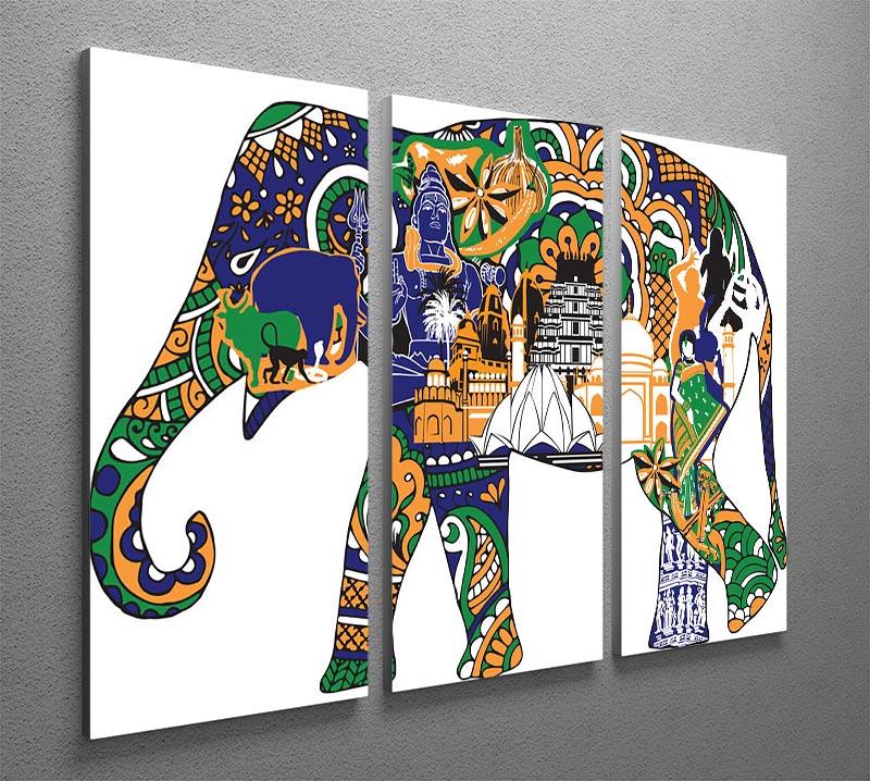 Elephant with Indian symbols 3 Split Panel Canvas Print - Canvas Art Rocks - 2