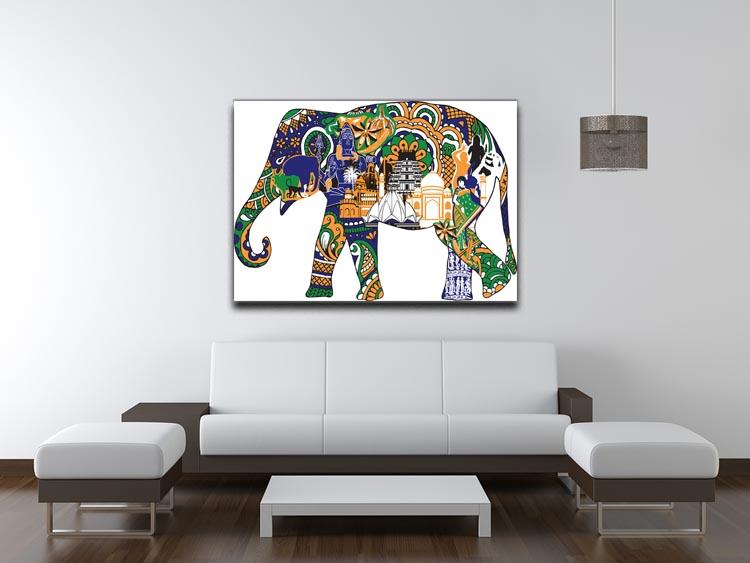Elephant with Indian symbols Canvas Print or Poster - Canvas Art Rocks - 4