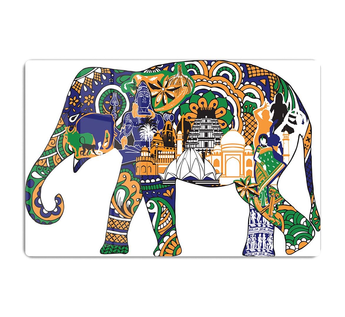 Elephant with Indian symbols HD Metal Print - Canvas Art Rocks - 1