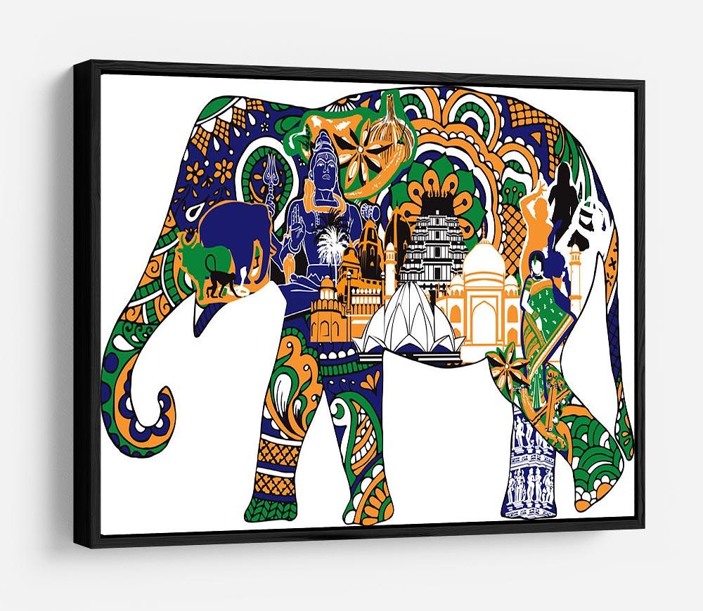 Elephant with Indian symbols HD Metal Print - Canvas Art Rocks - 6