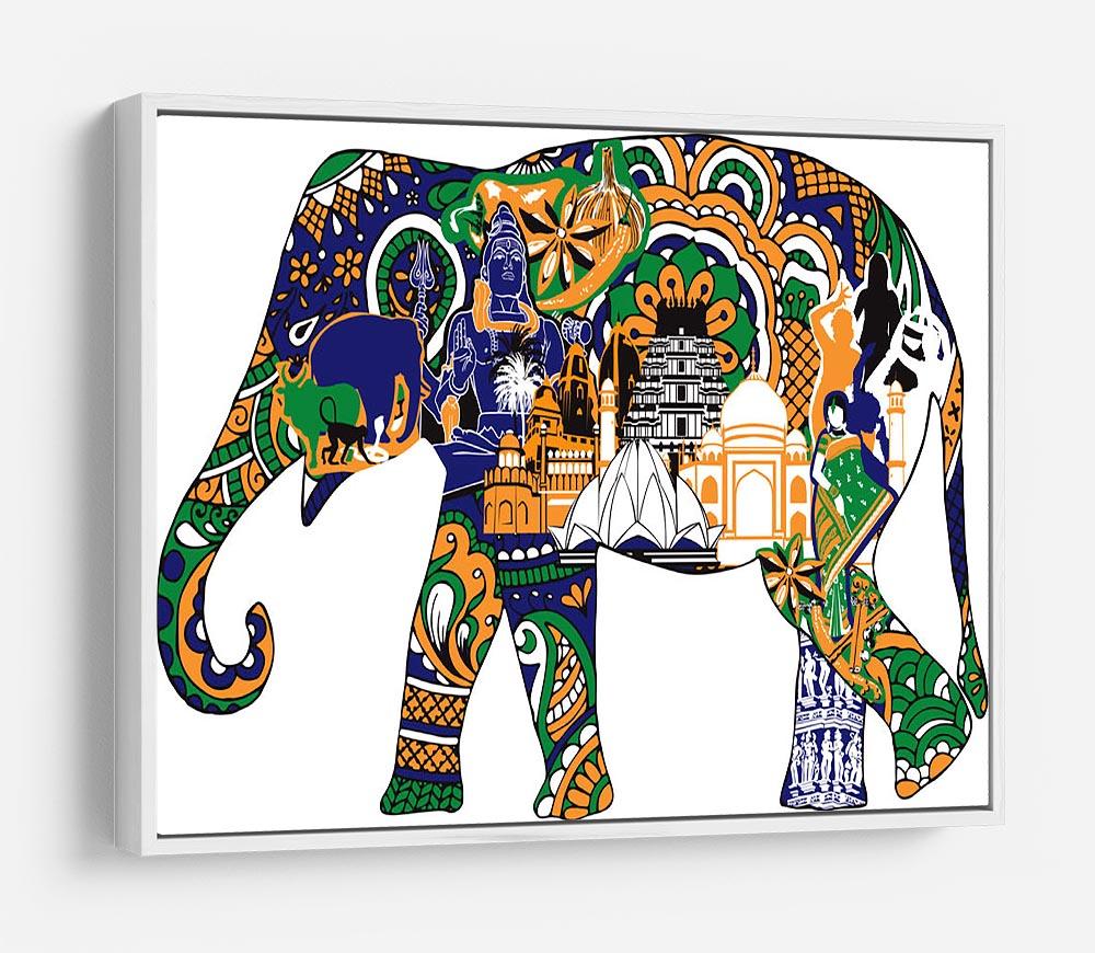 Elephant with Indian symbols HD Metal Print - Canvas Art Rocks - 7