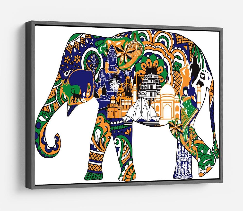 Elephant with Indian symbols HD Metal Print - Canvas Art Rocks - 9