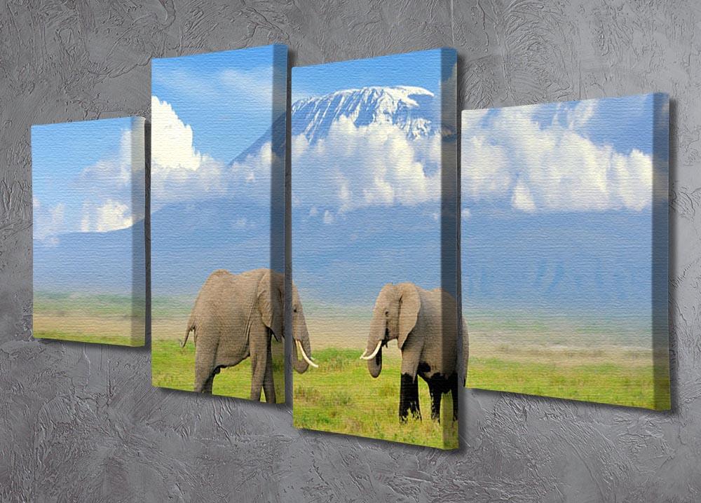 Elephant with Mount Kilimanjaro in the background 4 Split Panel Canvas - Canvas Art Rocks - 2
