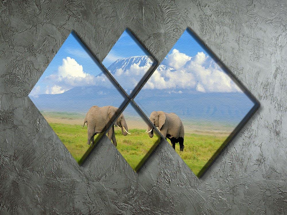 Elephant with Mount Kilimanjaro in the background 4 Square Multi Panel Canvas - Canvas Art Rocks - 2