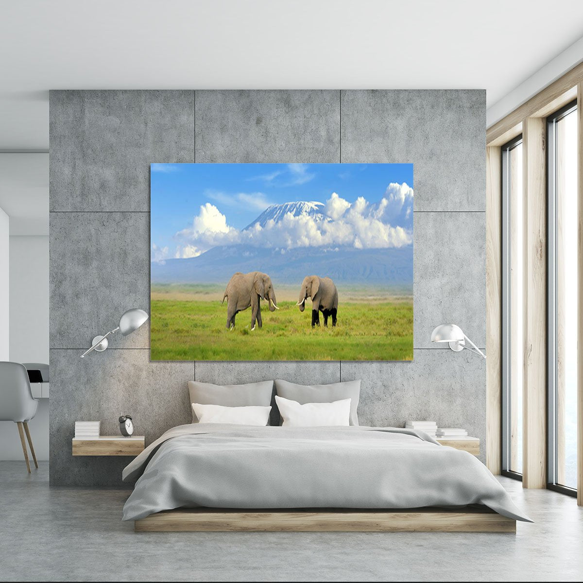 Elephant with Mount Kilimanjaro in the background Canvas Print or Poster