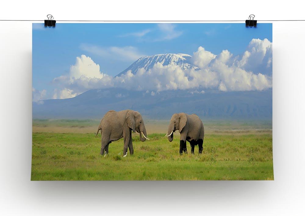 Elephant with Mount Kilimanjaro in the background Canvas Print or Poster - Canvas Art Rocks - 2