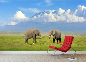 Elephant with Mount Kilimanjaro in the background Wall Mural Wallpaper - Canvas Art Rocks - 2