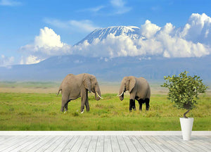 Elephant with Mount Kilimanjaro in the background Wall Mural Wallpaper - Canvas Art Rocks - 4