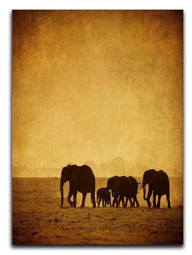 Elephants family amboseli kenya Canvas Print or Poster - Canvas Art Rocks - 1
