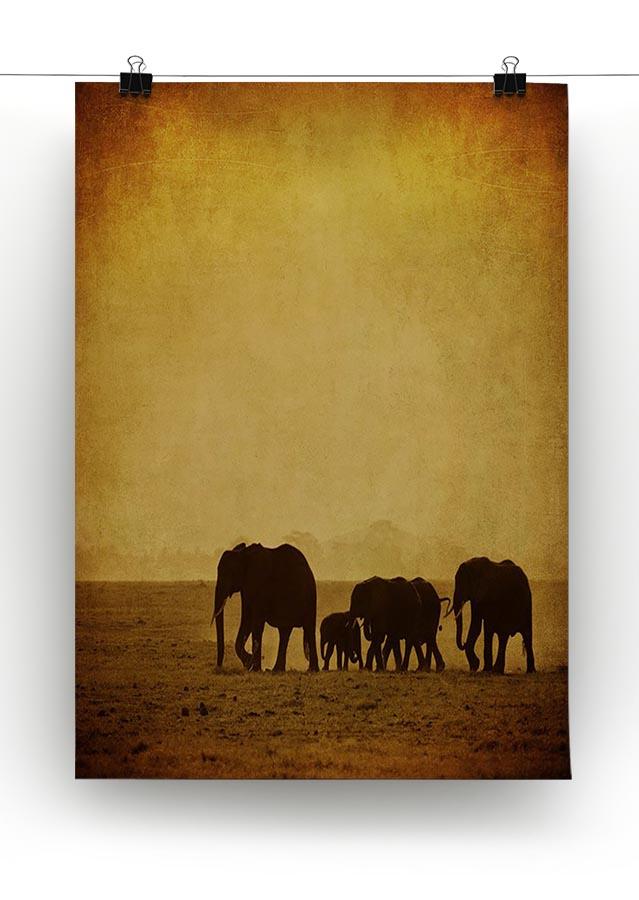 Elephants family amboseli kenya Canvas Print or Poster - Canvas Art Rocks - 2