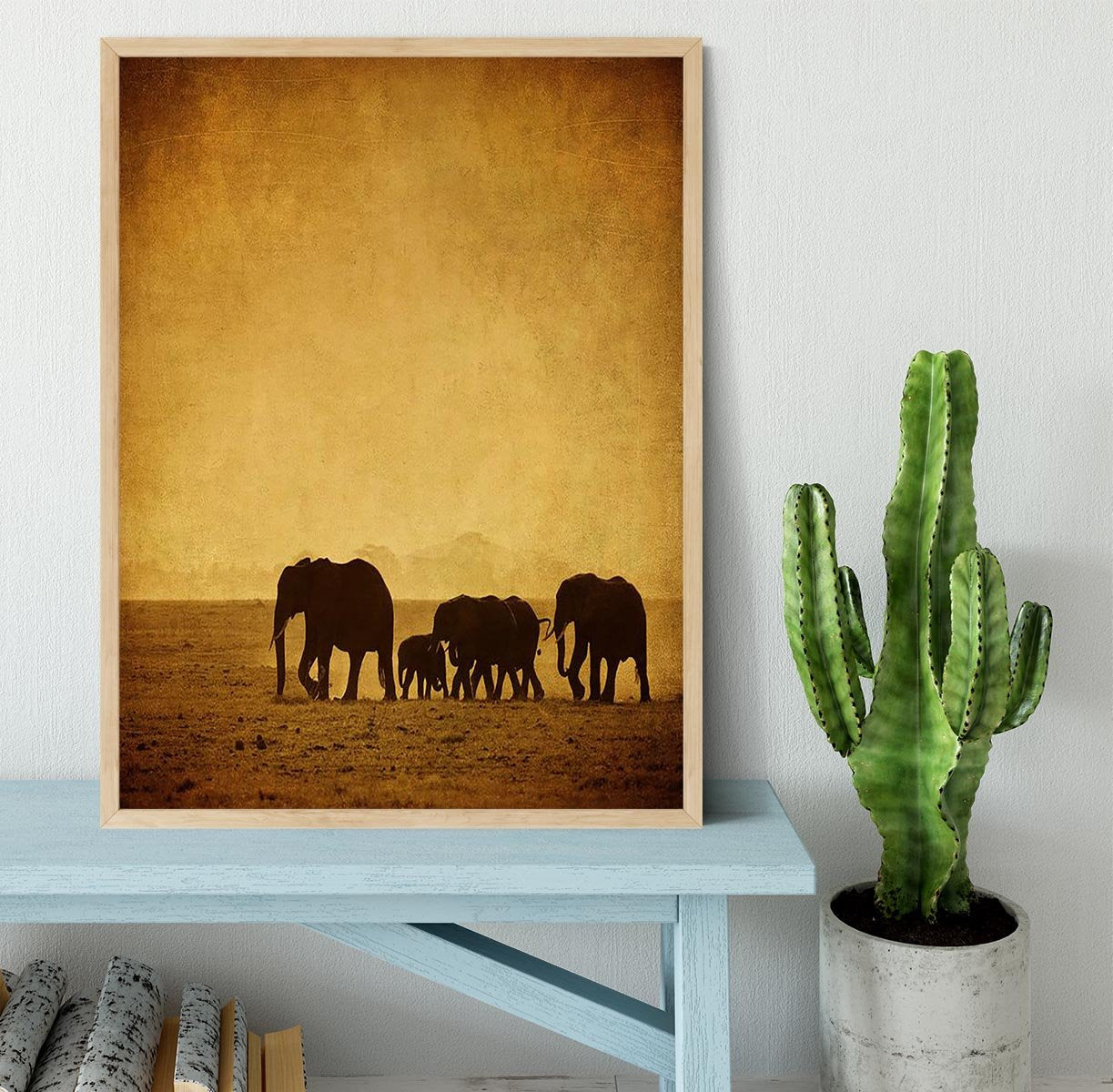 Elephants family amboseli kenya Framed Print - Canvas Art Rocks - 4