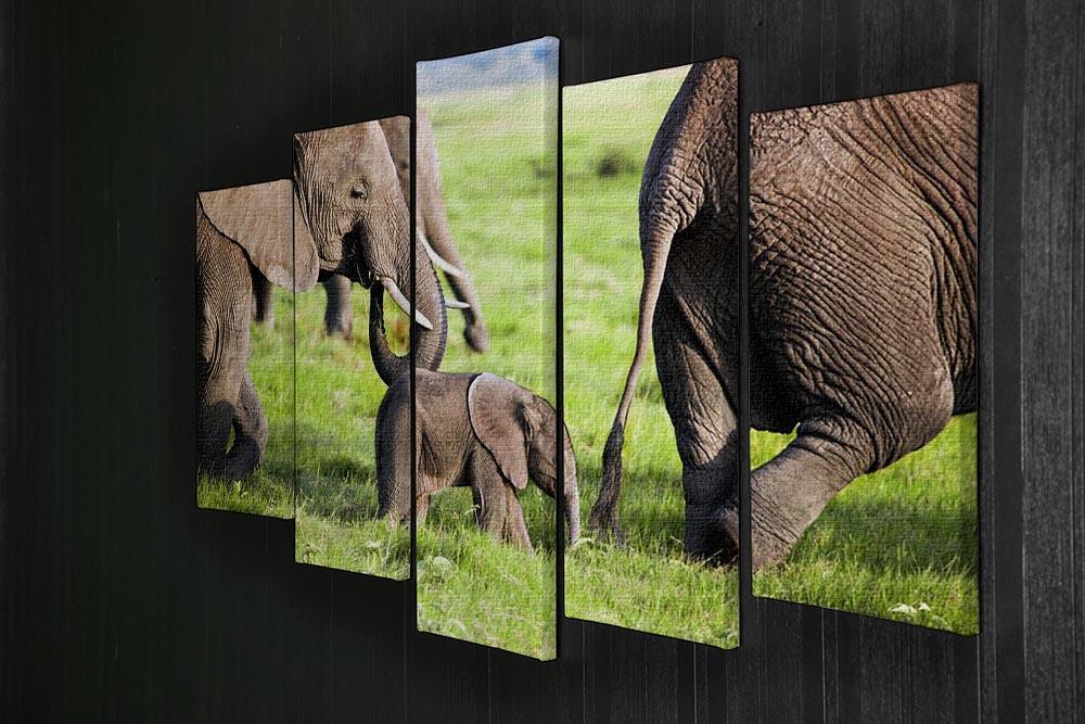 Elephants family on African savanna 5 Split Panel Canvas - Canvas Art Rocks - 2