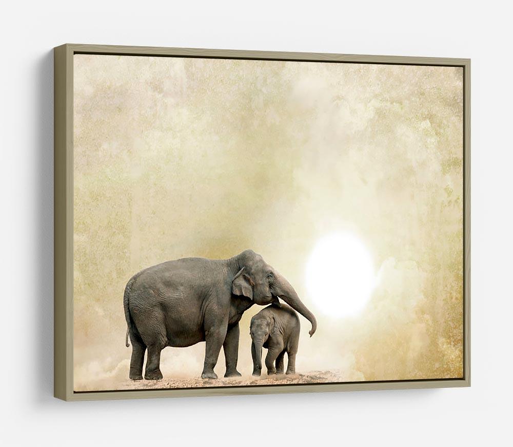 Elephants on a grunge background HD Metal Print - Canvas Art Rocks - 8