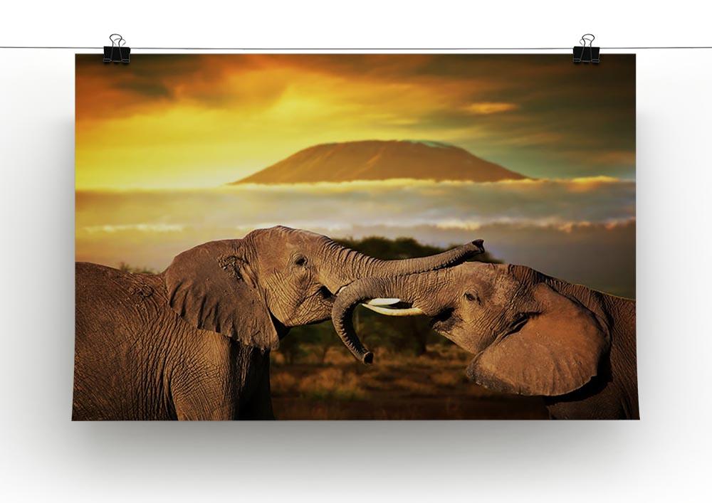 Elephants playing with their trunks Canvas Print or Poster - Canvas Art Rocks - 2