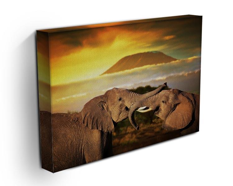 Elephants playing with their trunks Canvas Print or Poster - Canvas Art Rocks - 3