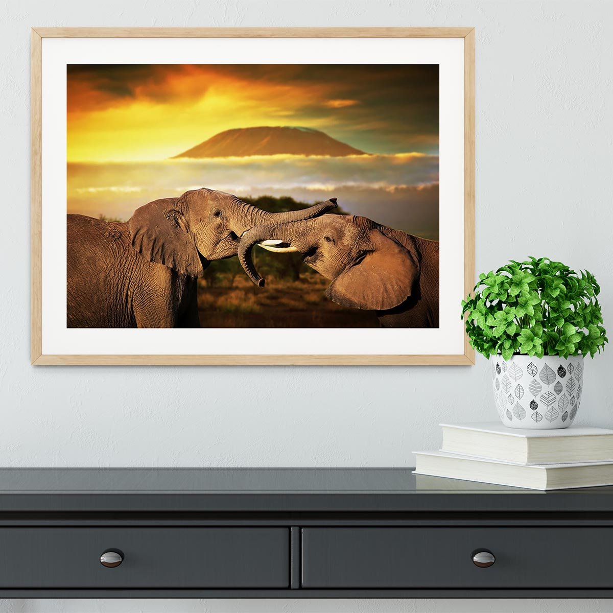 Elephants playing with their trunks Framed Print - Canvas Art Rocks - 3