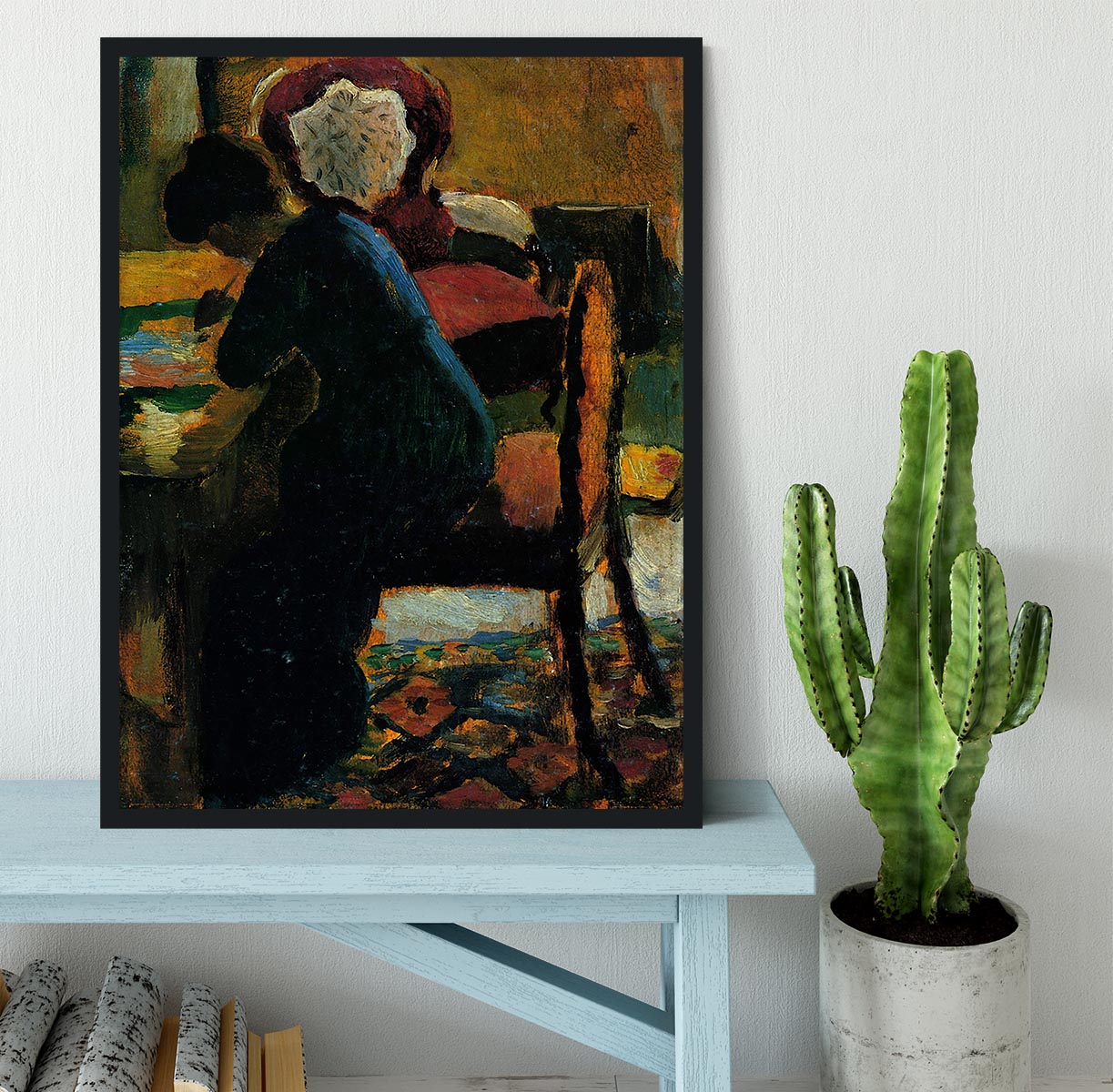 Elisabeth at the desk by Macke Framed Print - Canvas Art Rocks - 2