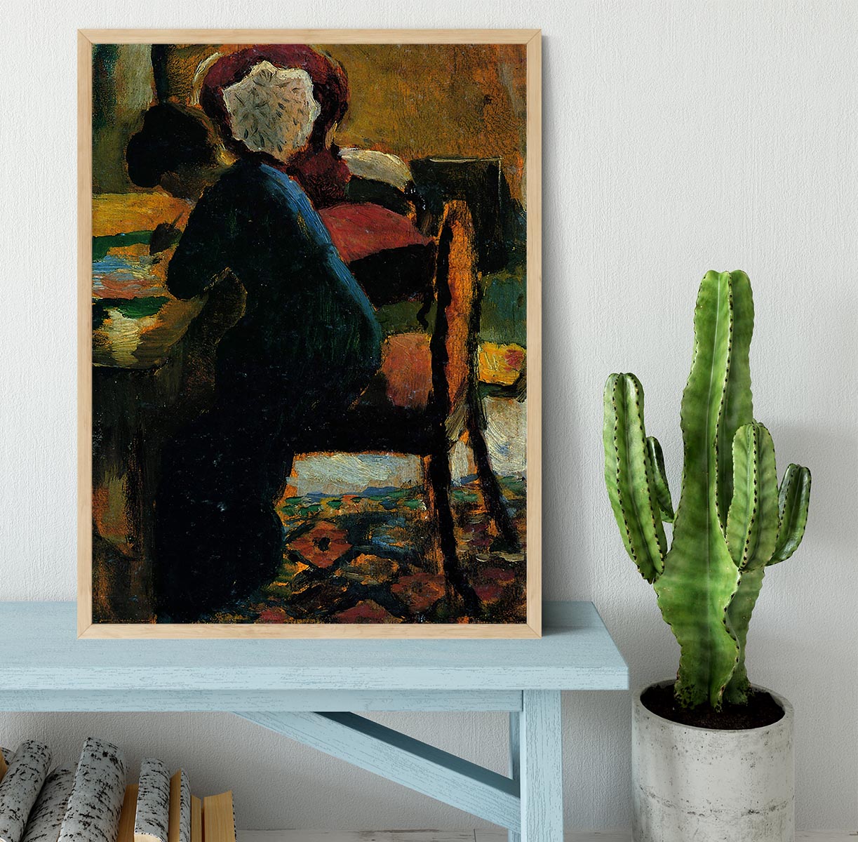 Elisabeth at the desk by Macke Framed Print - Canvas Art Rocks - 4