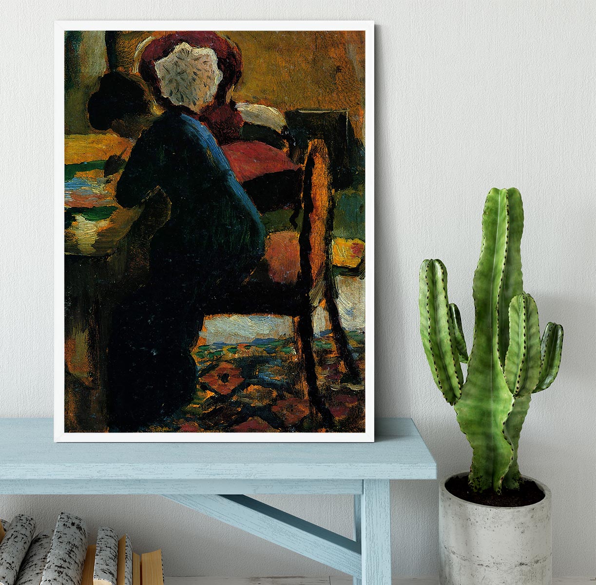 Elisabeth at the desk by Macke Framed Print - Canvas Art Rocks -6