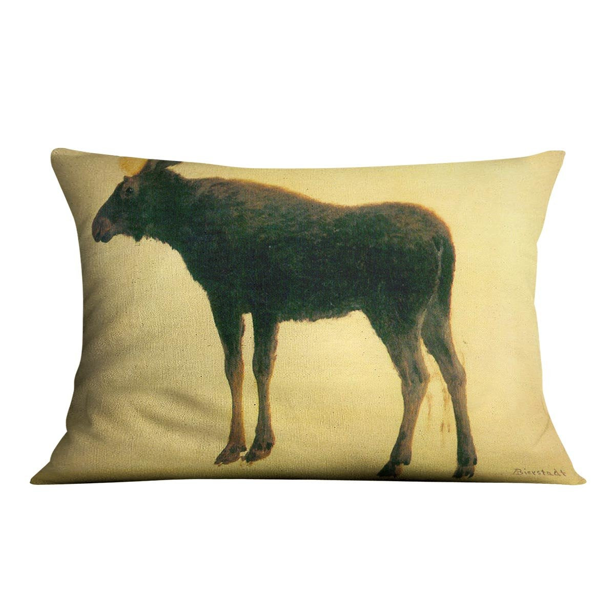 Elk by Bierstadt Cushion - Canvas Art Rocks - 4