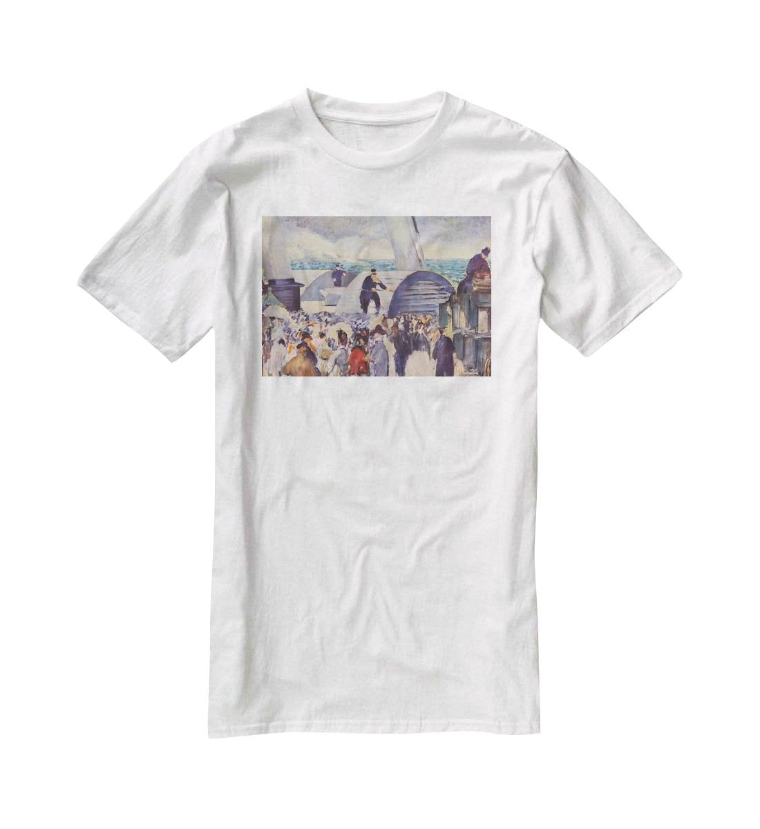 Embarkation after Folkestone by Manet T-Shirt - Canvas Art Rocks - 5