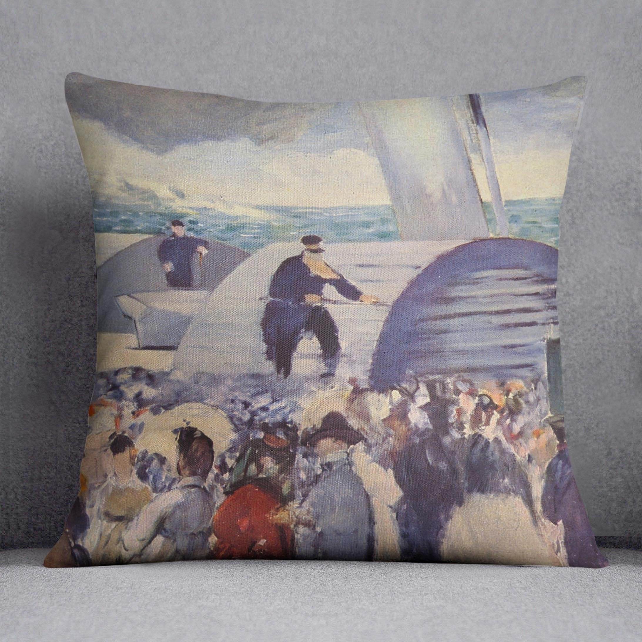 Embarkation of the Folkestone by Manet Throw Pillow