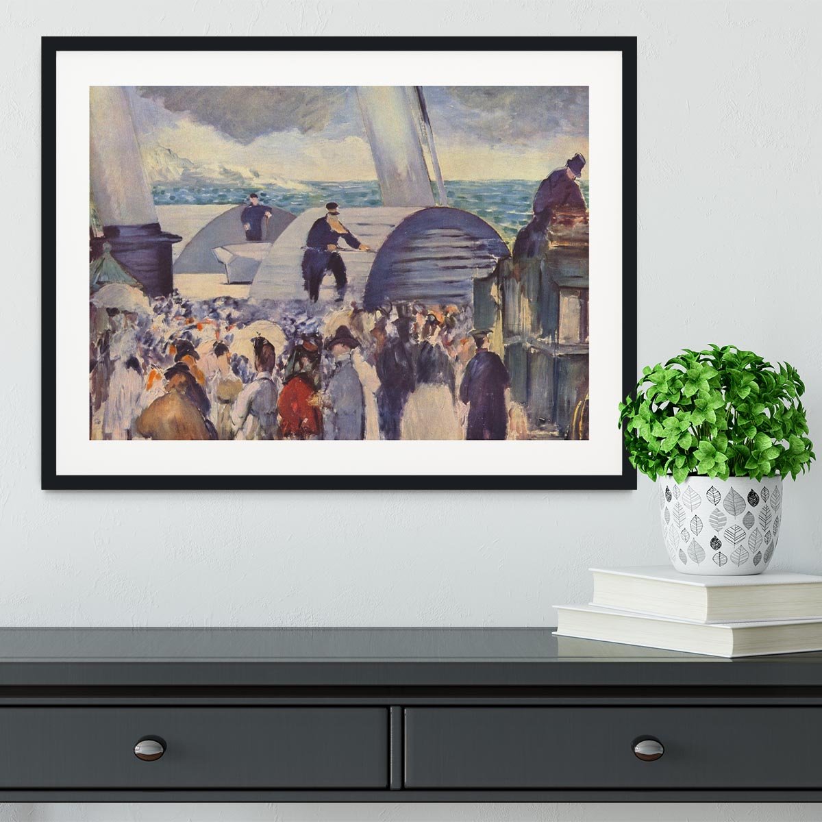 Embarkation of the Folkestone by Manet Framed Print - Canvas Art Rocks - 1