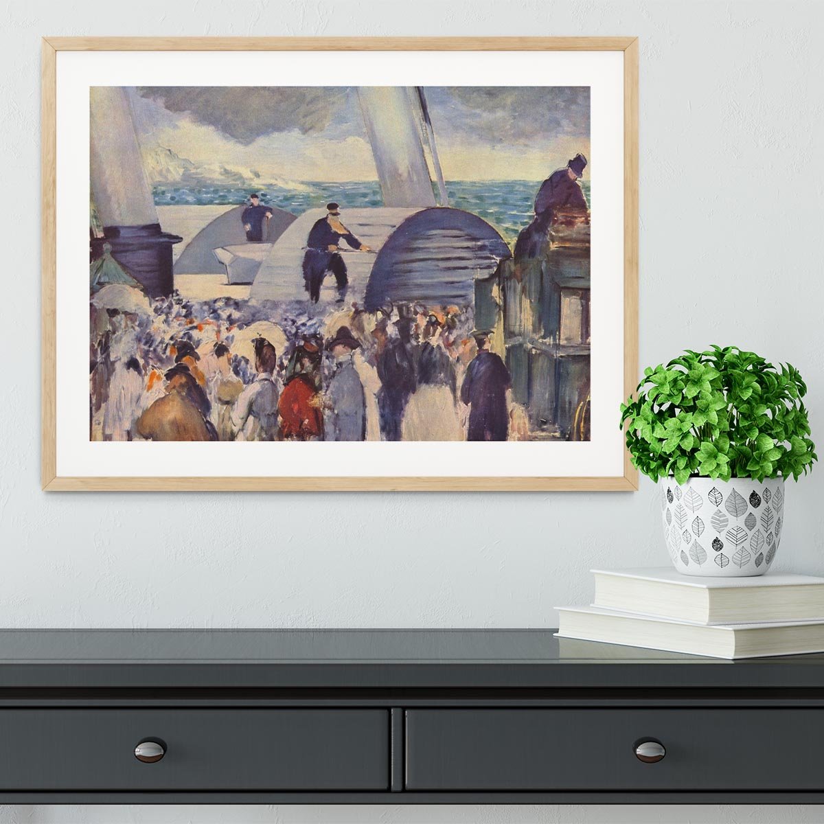 Embarkation of the Folkestone by Manet Framed Print - Canvas Art Rocks - 3