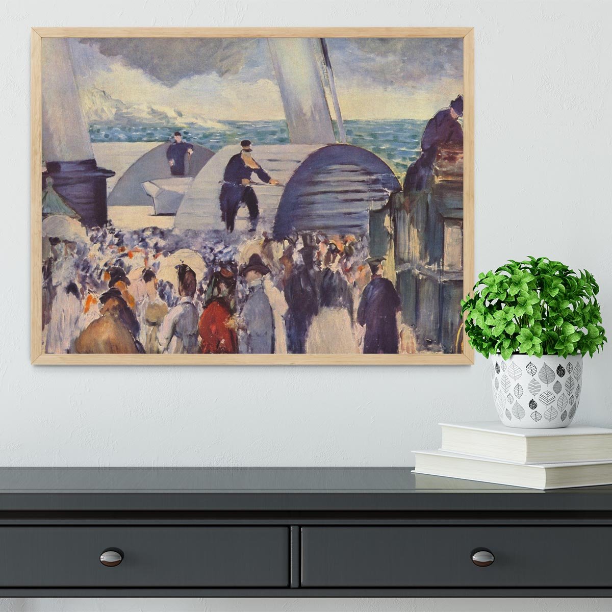Embarkation of the Folkestone by Manet Framed Print - Canvas Art Rocks - 4