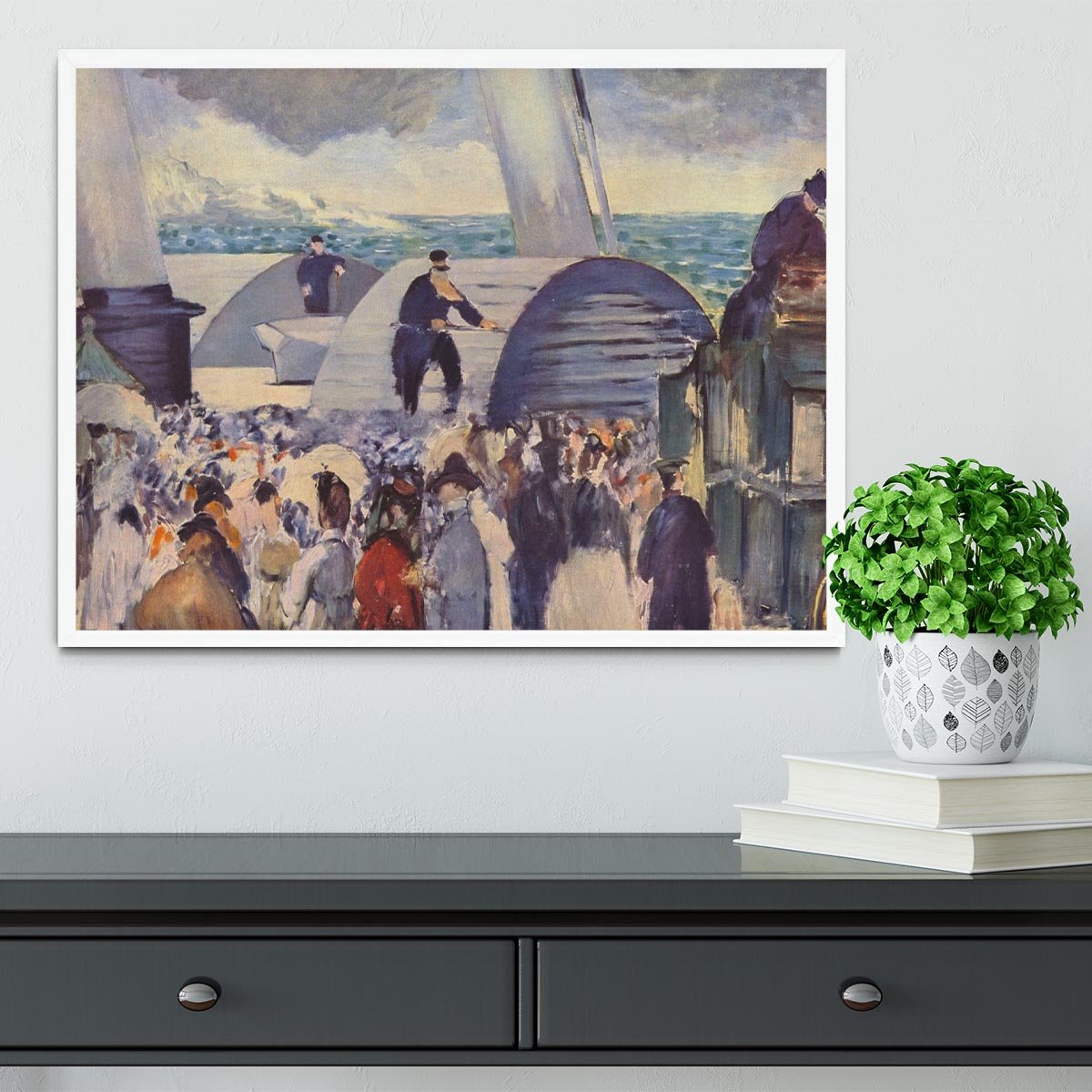 Embarkation of the Folkestone by Manet Framed Print - Canvas Art Rocks -6