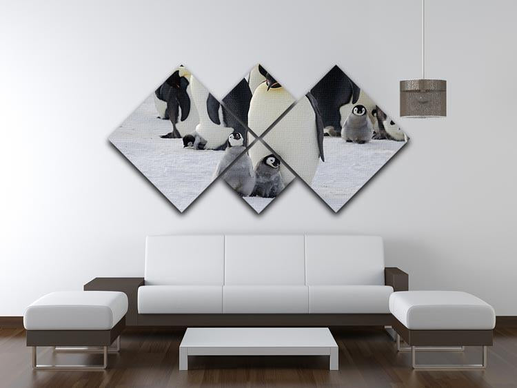 Emperor Penguin Parent and Chicks 4 Square Multi Panel Canvas - Canvas Art Rocks - 3