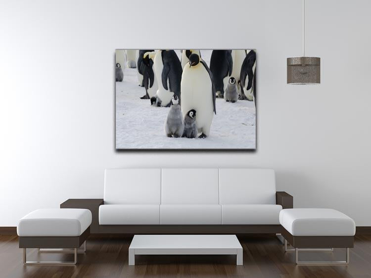 Emperor Penguin Parent and Chicks Canvas Print or Poster - Canvas Art Rocks - 4